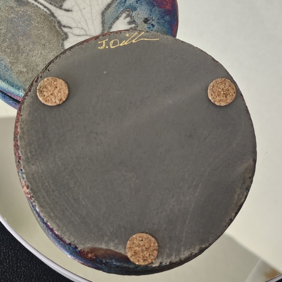Raku Art Pottery Coasters Signed Jeremy Diller Set of 3 Raku Elk 🦌 - Picture 5 of 10